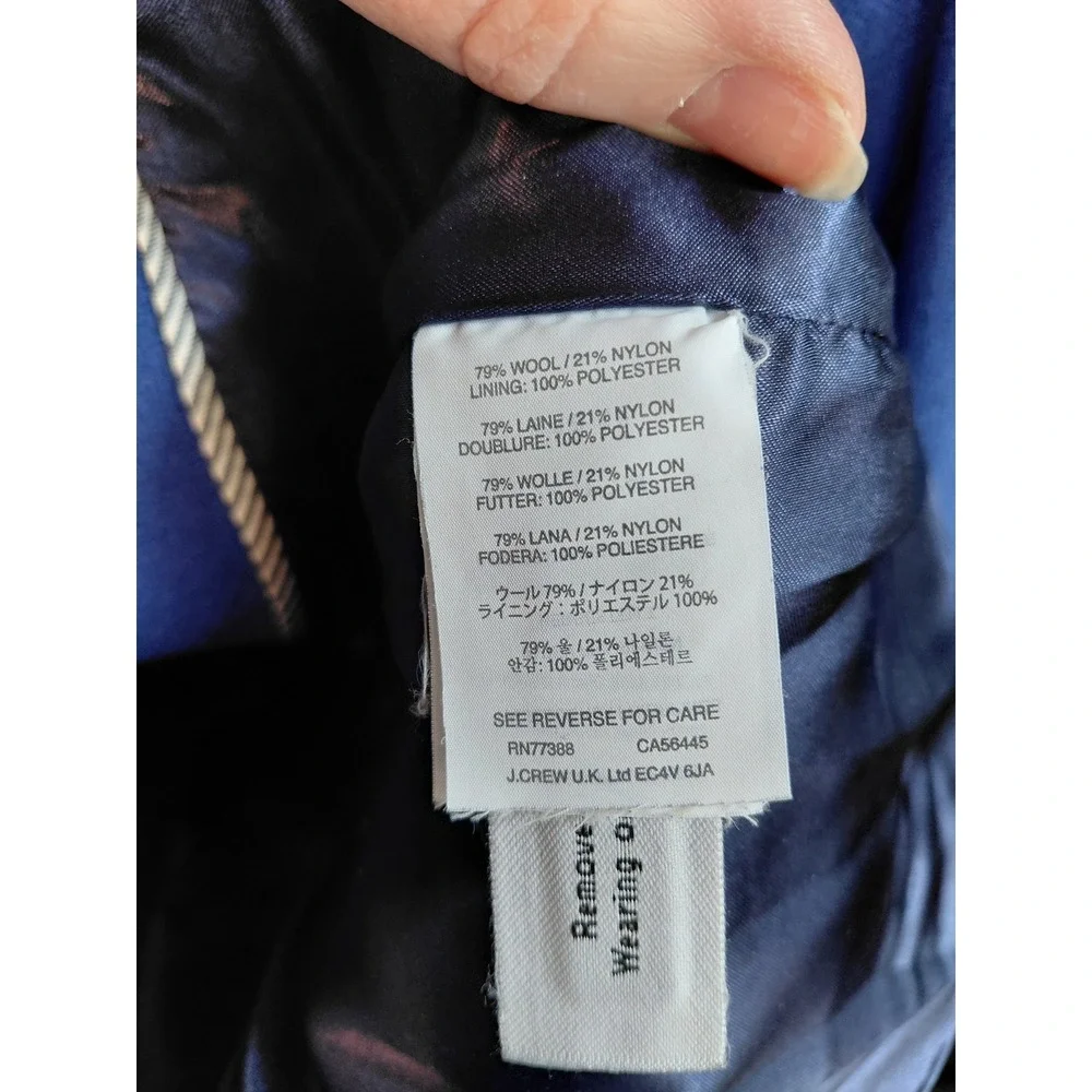 J. Crew Stadium Cloth Double Breasted Pea Coat Royal‎ Blue Gold Buttons Size 0 - Picture 5 of 8